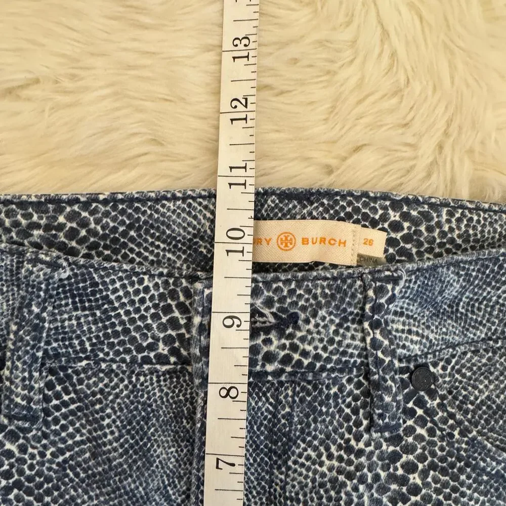 Tory Burch Snake Print Mid Rise Skinny Jeans 26
